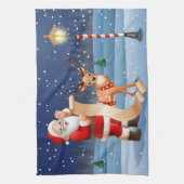 Kerstkerstkerstkerstkerstman en rendier theedoek (Verticaal)