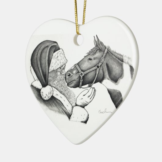 Kerstkerstkerstkerstkerstman en schilderpingpaard keramisch ornament (Links)