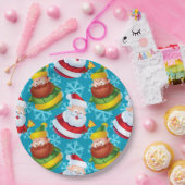 Kerstkerstkerstkerstkerstman en vriend met Snowfla Papieren Bordje (Feest)