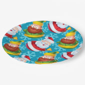 Kerstkerstkerstkerstkerstman en vriend met Snowfla Papieren Bordje (Gekanteld)