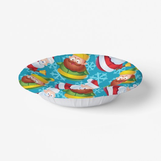 Kerstkerstkerstkerstkerstman en vriend met Snowfla Papieren Kommen (Gebogen)