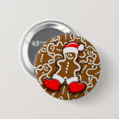 Kerstkerstkerstkerstkerstman in Gingerbrood Ronde Button 5,7 Cm (Voorkant /achterkant)