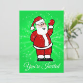 Kerstkerstkerstkerstkerstman in Red Suit Green Bac Kaart (Staand voorkant)