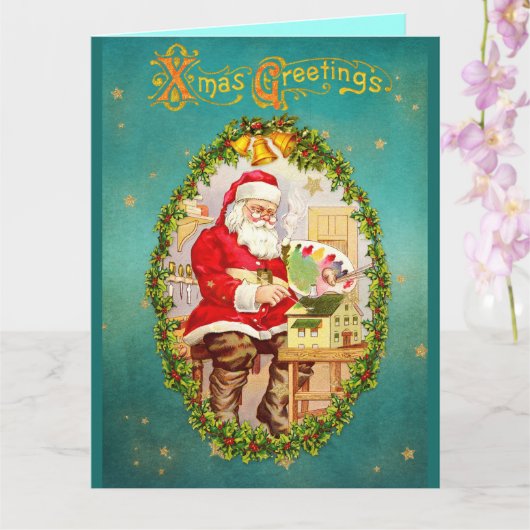 Kerstkerstkerstkerstkerstman in zijn werkshop kaart (Orchidee)