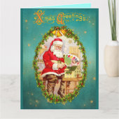 Kerstkerstkerstkerstkerstman in zijn werkshop kaart (Voorkant)