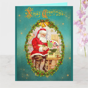 Kerstkerstkerstkerstkerstman in zijn werkshop kaart