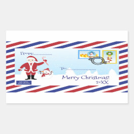 Kerstkerstkerstkerstkerstman Luchtpost Rechthoekige Sticker