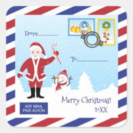 Kerstkerstkerstkerstkerstman Luchtpost Vierkante Sticker