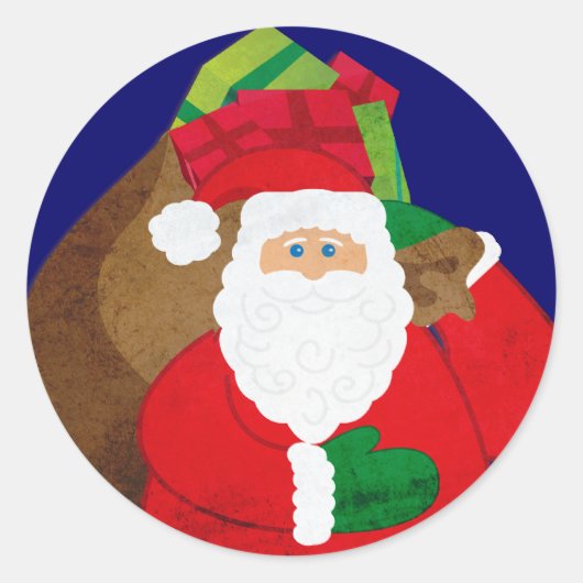 Kerstkerstkerstkerstkerstman met cadeaus-ronde sti ronde sticker (Voorkant)