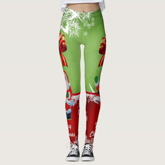 Kerstkerstkerstkerstkerstman met een boog Leggings (Voorkant)