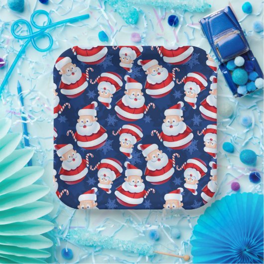 Kerstkerstkerstkerstkerstman met snoepriet en Snow Papieren Bordje (Feest)