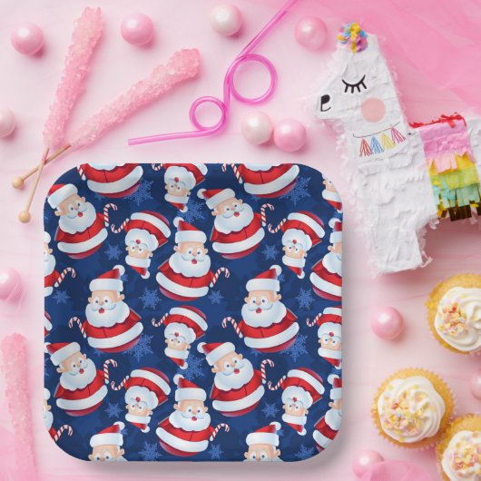 Kerstkerstkerstkerstkerstman met snoepriet en Snow Papieren Bordje (Feest)