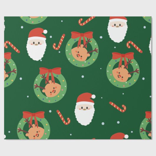 Kerstkerstkerstkerstkerstman met vrienden en snoep cadeaupapier (Vlak)