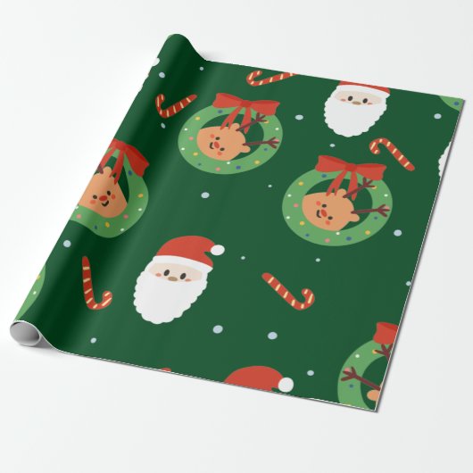 Kerstkerstkerstkerstkerstman met vrienden en snoep cadeaupapier (Uitgerold)