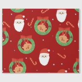 Kerstkerstkerstkerstkerstman met vrienden en snoep cadeaupapier (Vlak)