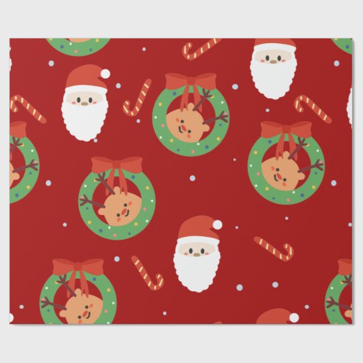 Kerstkerstkerstkerstkerstman met vrienden en snoep cadeaupapier (Vlak)