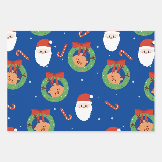 Kerstkerstkerstkerstkerstman met vrienden en snoep inpakpapier vel (Voorkant 3)