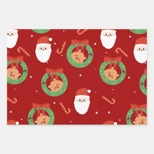 Kerstkerstkerstkerstkerstman met vrienden en snoep inpakpapier vel (Voorkant 2)