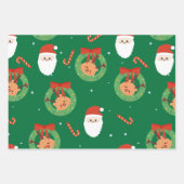 Kerstkerstkerstkerstkerstman met vrienden en snoep inpakpapier vel (Voorkant)