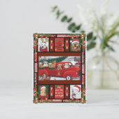 Kerstkerstkerstkerstkerstman Red Truck gouden rect Briefkaart (Staand voorkant)