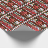 Kerstkerstkerstkerstkerstman Red Truck gouden rect Cadeaupapier (Hoek)