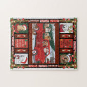 Kerstkerstkerstkerstkerstman Red Truck gouden rect Legpuzzel (Horizontaal)