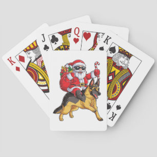 Kerstkerstkerstkerstkerstman Riding German Shepher Pokerkaarten