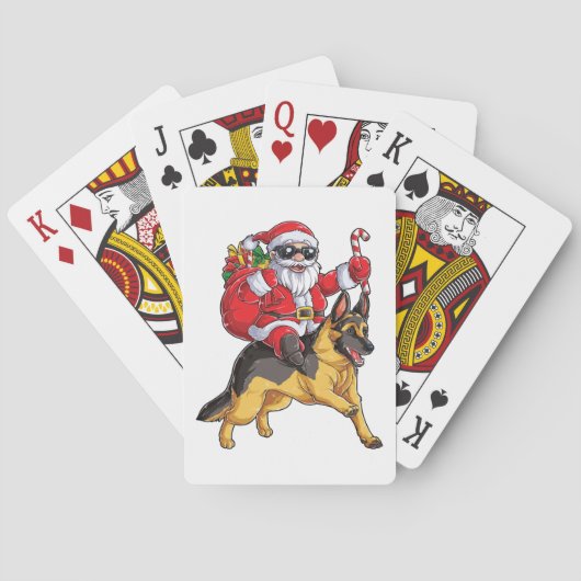 Kerstkerstkerstkerstkerstman Riding German Shepher Pokerkaarten (Achterkant)