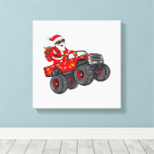 Kerstkerstkerstkerstkerstman Riding Monster Truck  Canvas Afdruk (Insitu (Houten vloer))