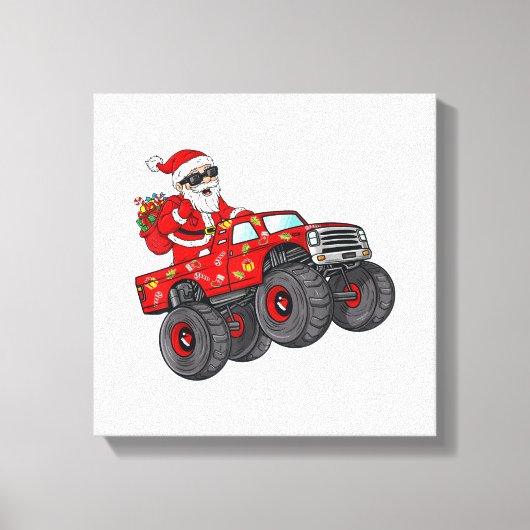 Kerstkerstkerstkerstkerstman Riding Monster Truck  Canvas Afdruk (Voorkant)