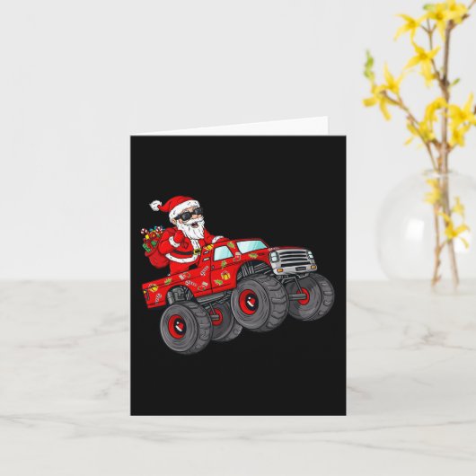 Kerstkerstkerstkerstkerstman Riding Monster Truck  Kaart (Gele Bloem)
