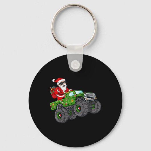 Kerstkerstkerstkerstkerstman Riding Monster Truck Sleutelhanger (Voorkant)