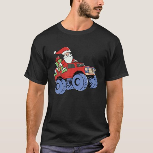 Kerstkerstkerstkerstkerstman Riding Monster Truck  T-shirt (Voorkant)