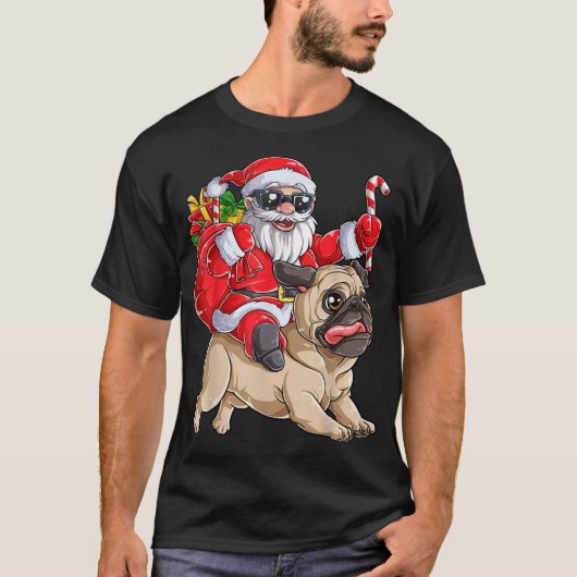 Kerstkerstkerstkerstkerstman Riding Pug Xmas Boys  T-shirt (Voorkant)