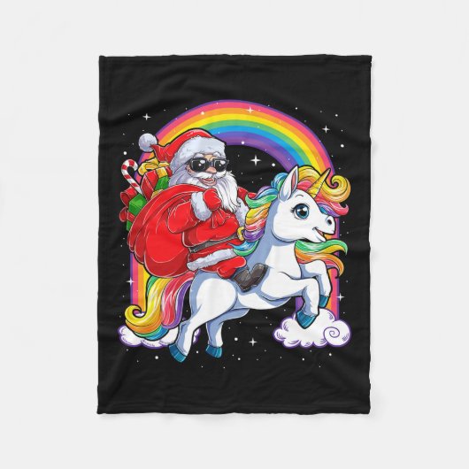 Kerstkerstkerstkerstkerstman Unicorn Xmas meisjes  Fleece Deken (Voorkant)