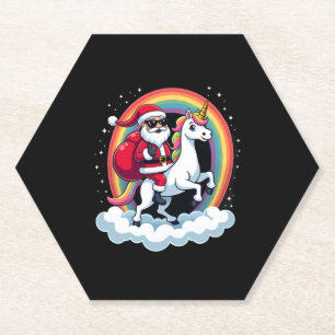 Kerstkerstkerstkerstkerstman Unicorn Xmas meisjes  Kartonnen Onderzetters