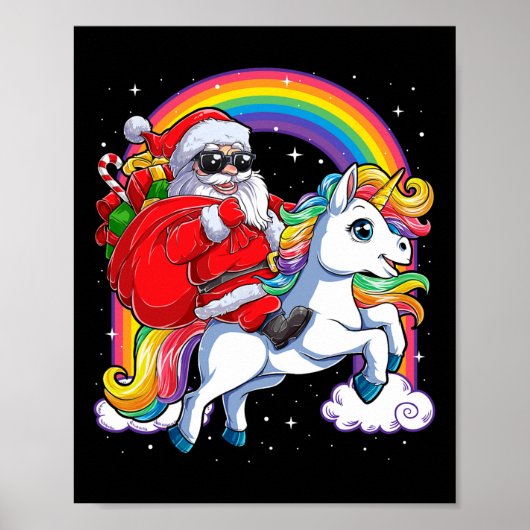 Kerstkerstkerstkerstkerstman Unicorn Xmas meisjes Poster (Voorkant)