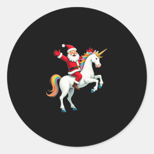 Kerstkerstkerstkerstkerstman Unicorn Xmas meisjes Ronde Sticker