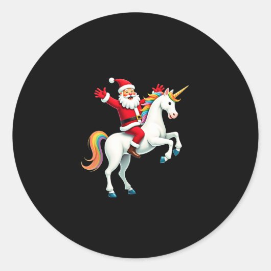 Kerstkerstkerstkerstkerstman Unicorn Xmas meisjes Ronde Sticker (Voorkant)
