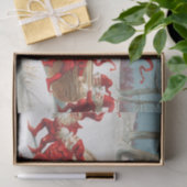 Kerstkerstkerstkerstkleppen die op een logboek gli tissuepapier (Geschenk)