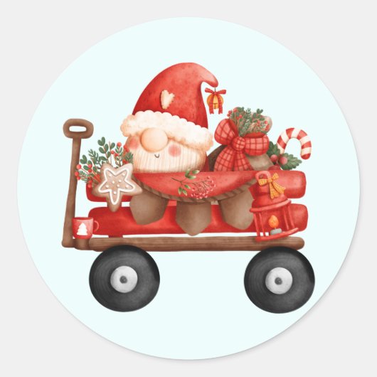 Kerstkerstkerstkerstkoepel op een landwagon ronde sticker (Voorkant)