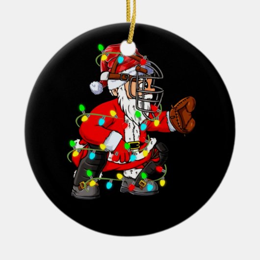 kerstkerstkerstkerstman Baseball Catcher Keramisch Ornament (Voorkant)