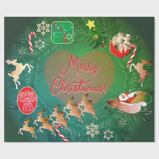 Kerstkerstkerstkerstman Cadeaupapier (Vlak)