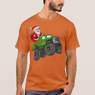Kerstkerstkerstkerstman die in monstervrachtwagens t-shirt