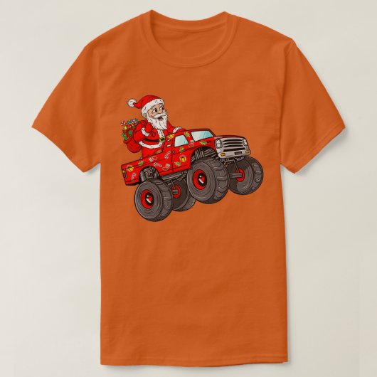 Kerstkerstkerstkerstman die in monstervrachtwagens t-shirt (Design voorkant)