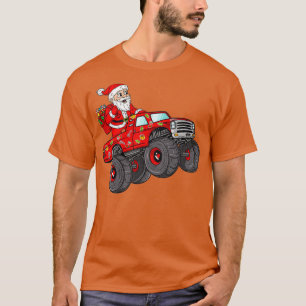 Kerstkerstkerstkerstman die in monstervrachtwagens t-shirt