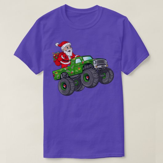 Kerstkerstkerstkerstman die in monstervrachtwagens t-shirt (Design voorkant)