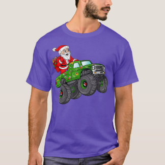 Kerstkerstkerstkerstman die in monstervrachtwagens t-shirt