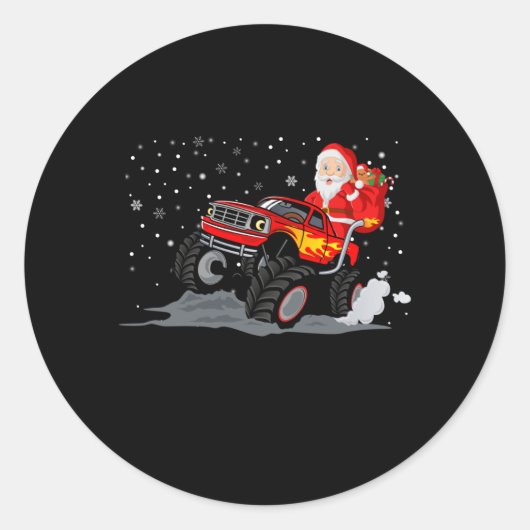 Kerstkerstkerstkerstman die in vrachtwagens rijdt ronde sticker (Voorkant)