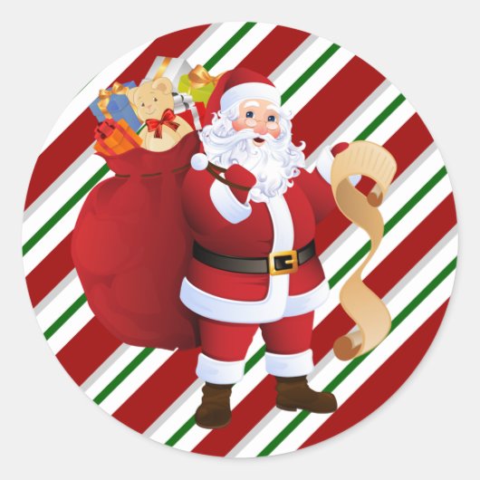 Kerstkerstkerstkerstman die zijn lijstenvelop cont ronde sticker (Voorkant)